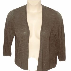 Croft and Barrow Women olive green cropped three-quarter sleeve sweater Size XL